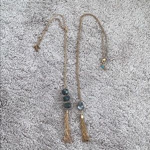 2 gold long necklaces